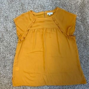LOFT Mustard Ruffle Blouse